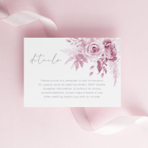 Carte D'accompagnement Détails du Mariage Divine Rose