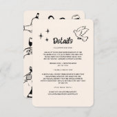 Carte D'accompagnement Détails du Mariage Doodle funky dessiné à la main (Devant / Derrière)