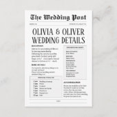 Carte D'accompagnement Détails du mariage du journal Retro (Devant)