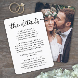 Carte D'accompagnement Détails du Mariage • Écriture Simple Élégante et P