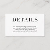 Carte D'accompagnement Détails du mariage élégant (Devant)