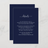 Carte D'accompagnement Détails du mariage | Elégant bleu foncé et blanc (Devant / Derrière)