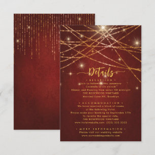 Carte D'accompagnement Détails du Mariage Élégant Éclairage à chaîne