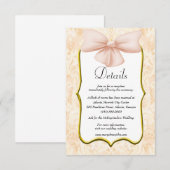 Carte D'accompagnement Détails du Mariage Elegant Pink Bow (Devant / Derrière)