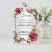 Carte D'accompagnement Détails du Mariage Elegant Red Roses (Debout devant)