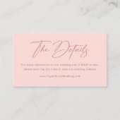 Carte D'accompagnement Détails du Mariage élégant rose pâle (Devant)