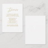 Carte D'accompagnement Détails du Mariage Elegant White Gold Script (Devant / Derrière)