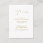 Carte D'accompagnement Détails du Mariage Elegant White Gold Script (Devant)