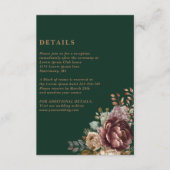 Carte D'accompagnement Détails du Mariage Emerald Green Floral Gold (Devant)