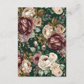 Carte D'accompagnement Détails du Mariage Emerald Green Floral Gold (Dos)