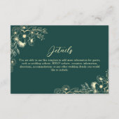 Carte D'accompagnement Détails du Mariage Emerald Green Gold (Devant)