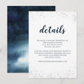 Carte D'accompagnement Détails du Mariage en argent bleu marine (Devant / Derrière)