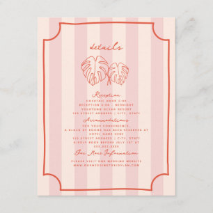 Carte D'accompagnement Détails du Mariage en bande rose Feuille Palm