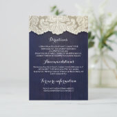 Carte D'accompagnement Détails du Mariage en bois rustique et dentelle - (Debout devant)