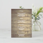 Carte D'accompagnement Détails du Mariage en bois rustique - Information (Debout devant)