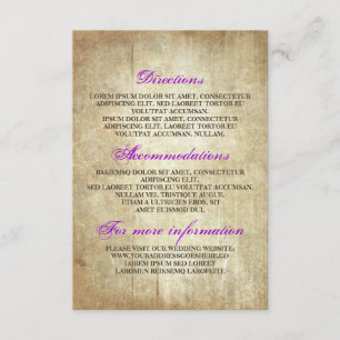 Carte D'accompagnement Détails du Mariage en bois rustique - Informations