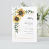 Carte D'accompagnement Détails du mariage en écriture tournesol floral (Debout devant)