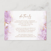 Carte D'accompagnement Détails du Mariage en marbre doré Lavender (Devant)