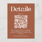 Carte D'accompagnement Détails du Mariage en terre cuite moderne QR Code (Devant)