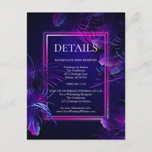 Carte D'accompagnement DÉTAILS DU MARIAGE   Étonnant Néon violet Foliage 