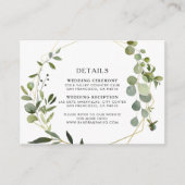 Carte D'accompagnement Détails du Mariage Eucalyptus Vert Géométrique Or (Devant)