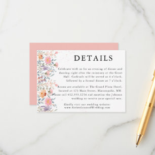 Carte D'accompagnement Détails du Mariage Fleur sauvage de printemps colo