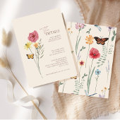 Carte D'accompagnement Détails du Mariage Fleur sauvage rose simple