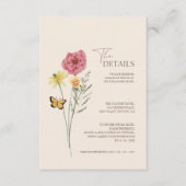 Carte D'accompagnement Détails du Mariage Fleur sauvage rose simple (Devant)