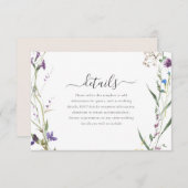 Carte D'accompagnement Détails du Mariage fleur sauvage Wreath (Devant / Derrière)