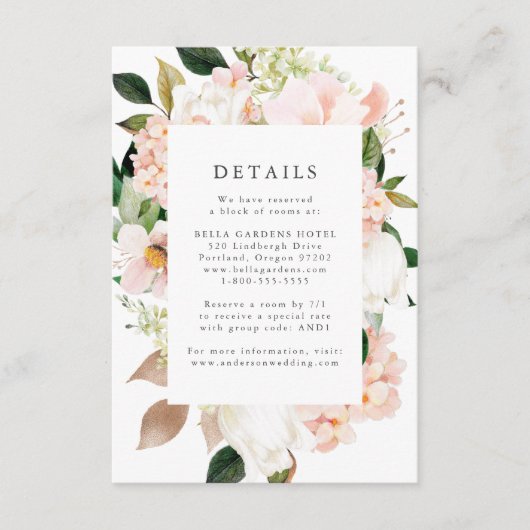 Carte D'accompagnement Détails du Mariage floral à ressort (Devant)