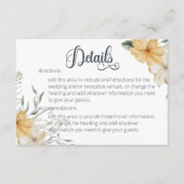 Carte D'accompagnement Détails du Mariage Floral bleu jaune et blanc (Devant)