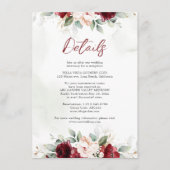 Carte D'accompagnement Détails du Mariage Floral Bourgogne (Devant)