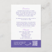 Carte D'accompagnement Détails du mariage floral d'anémone violet code QR (Dos)