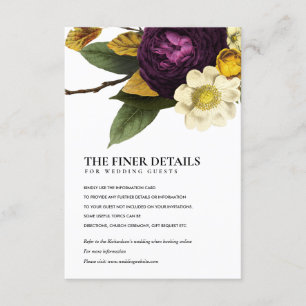Carte D'accompagnement DÉTAILS DU MARIAGE FLORAL DE LA CHUTE vintage DE B