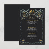 Carte D'accompagnement Détails du Mariage floral du corbeau gothique ench (Devant / Derrière)