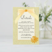 Carte D'accompagnement Détails du Mariage Floral Et Bow Jaune (Debout devant)