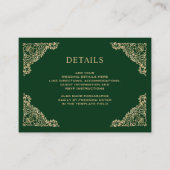 Carte D'accompagnement Détails du Mariage Floral Green and Gold (Devant)