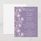 Carte D'accompagnement Détails du mariage floral mauve pourpre (Devant / Derrière)