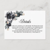 Carte D'accompagnement Détails du Mariage Floral noir (Devant)