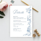 Carte D'accompagnement Détails du Mariage Floral Ornate de Victoria