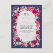 Carte D'accompagnement Détails du Mariage Floral rouge (Devant)