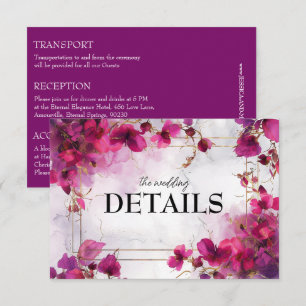 Carte D'accompagnement Détails du mariage Fuchsia Enchantement : Aquarell
