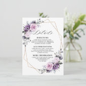 Carte D'accompagnement Détails du Mariage géométrique en fleurs violettes (Debout devant)