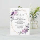 Carte D'accompagnement Détails du Mariage géométrique en fleurs violettes (Debout devant)