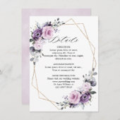 Carte D'accompagnement Détails du Mariage géométrique en fleurs violettes (Devant / Derrière)