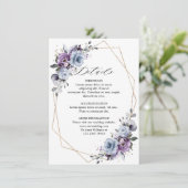 Carte D'accompagnement Détails du Mariage géométrique en fleurs violettes (Debout devant)
