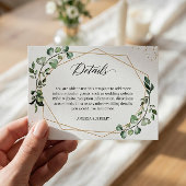 Carte D'accompagnement Détails du Mariage géométrique Eucalyptus Greenery