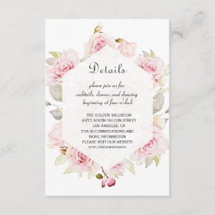 Carte D'accompagnement Détails du Mariage géométrique rose pâle