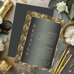 Carte D'accompagnement Détails du Mariage Glam Art Deco ID1033