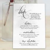 Carte D'accompagnement Détails du mariage Glorieuse Calligraphie Design s